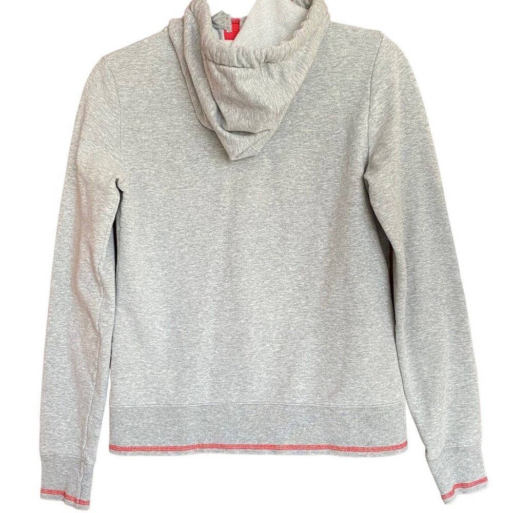 The North Face Womens Size Small Gray Full  Zip Up Pink LOGO Hoodie Sweater - Picture 3 of 12